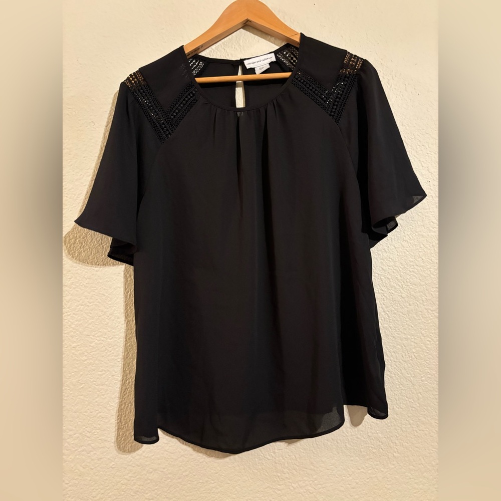 cupcakes & cashmere Black Blouse with Lace Detail